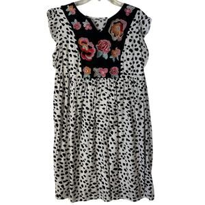 Kolly Leopard & Rose Print Sleeveless Dress -  Knee Length/Midi Boho Medium